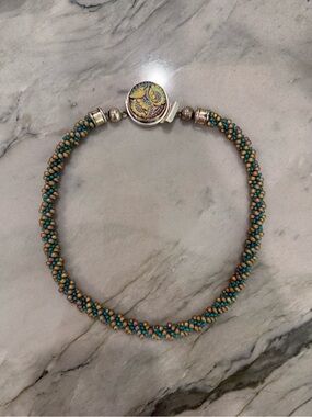 Rare VTG 925 Mixed Seeds Bead and Carved Clasp Necklace